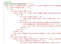 HTML-Template-Quellcode der Rechnung.aspx